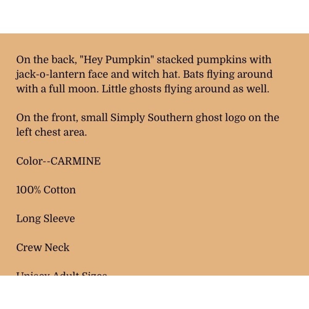 New Simply Southern Long Sleeve "HEY PUMPKIN" Tee T-Shirt Maroon Ghosts Hat XL - Picture 4 of 10